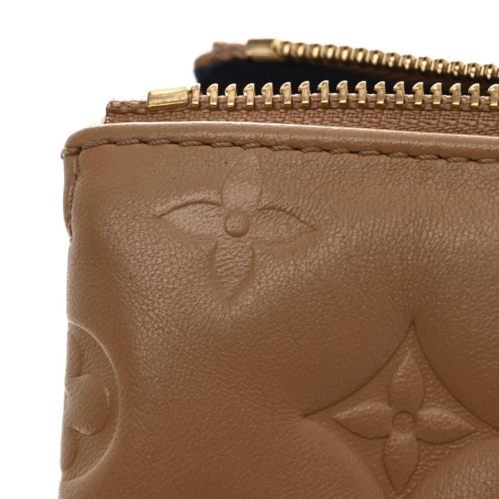 Lambskin Embossed Monogram Coussin PM Camel