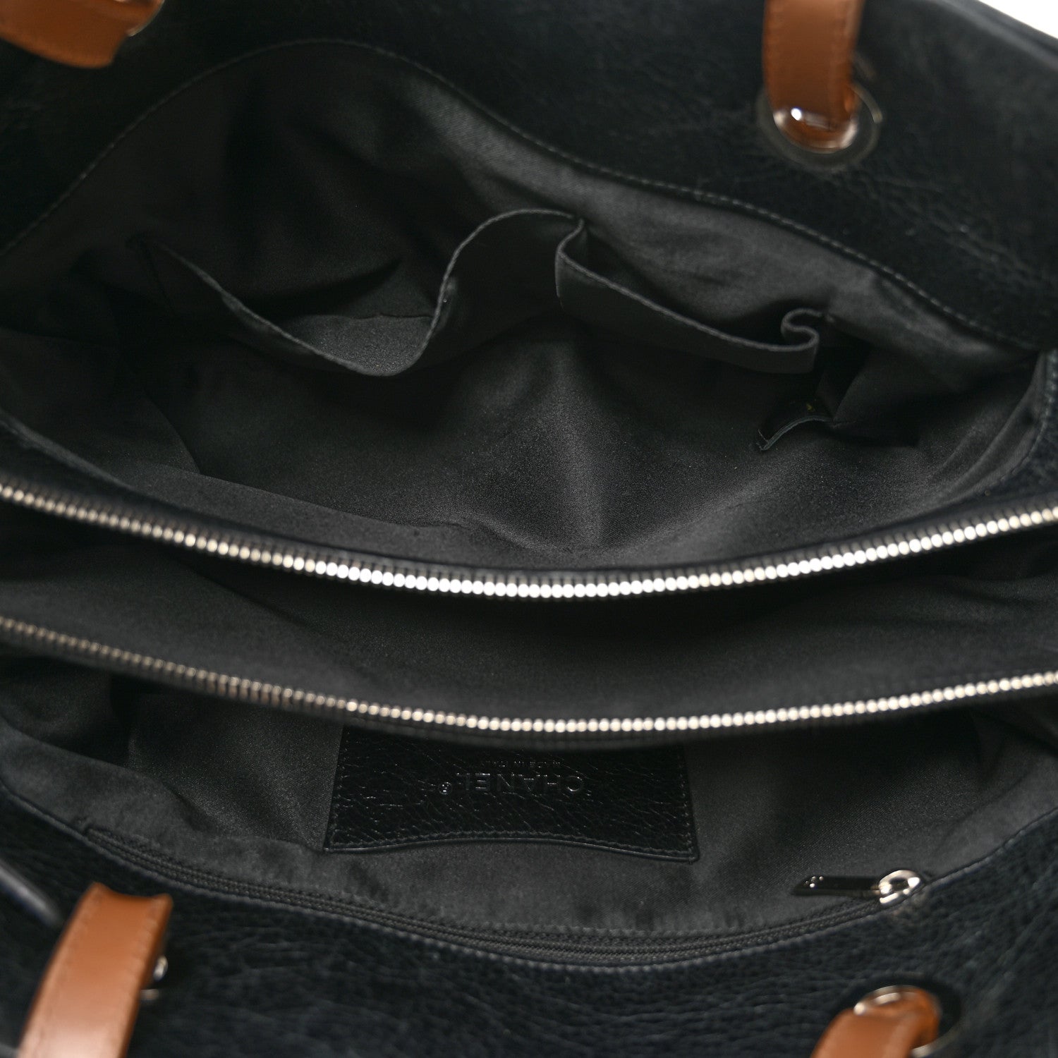 Glazed Calfskin On the Road Zip Tote Black