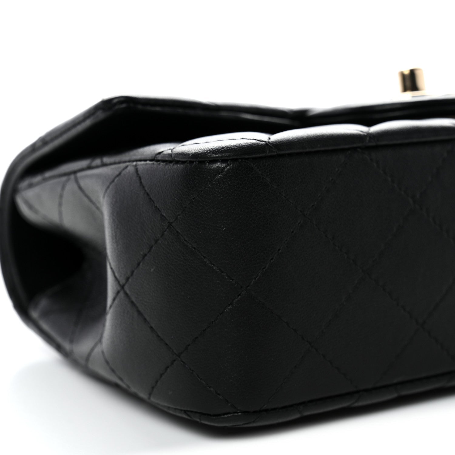 Lambskin Quilted Mini Top Handle Rectangular Flap Black