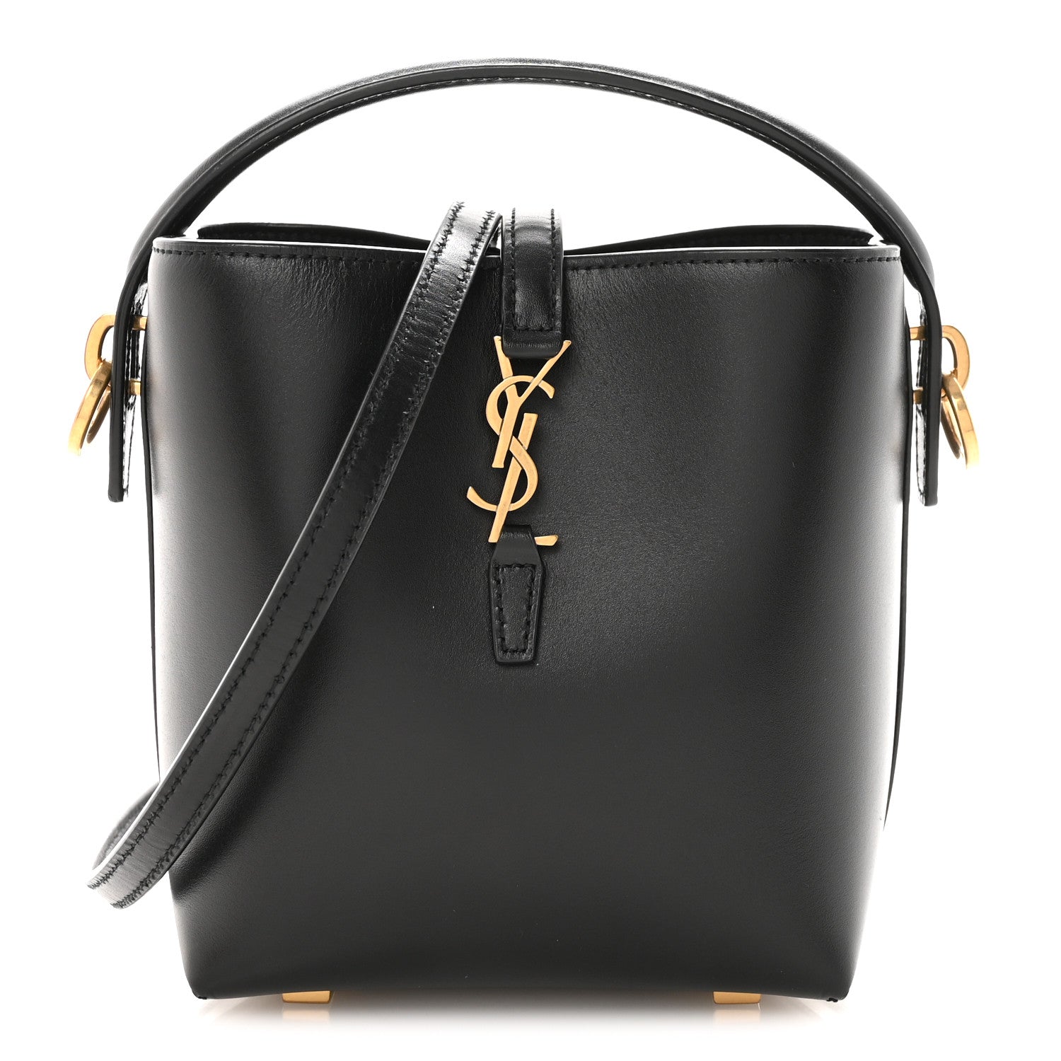 Shiny Calfskin Le 37 Mini Bucket Bag Black