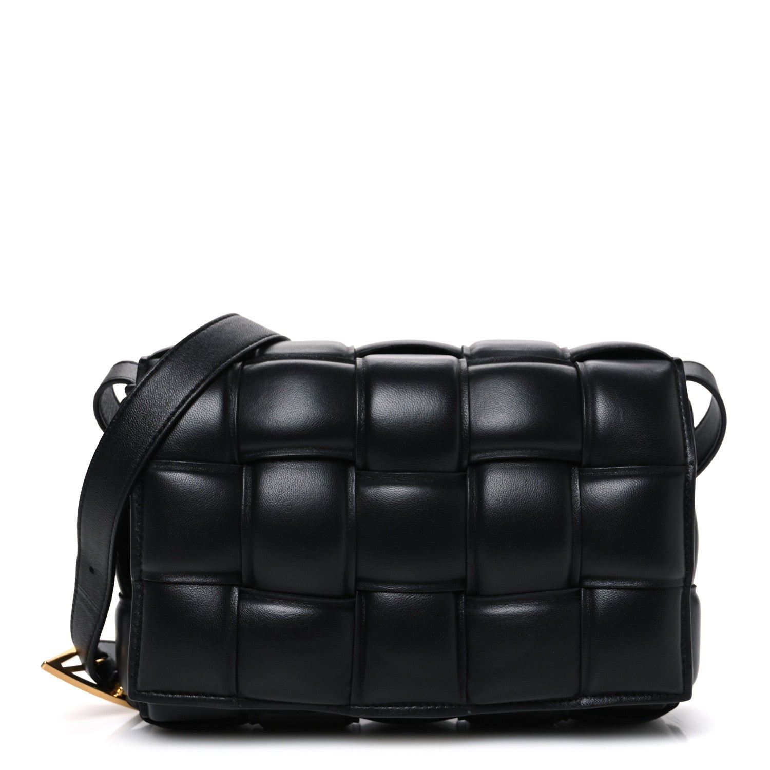 Nappa Maxi Intreccio Padded Cassette Crossbody Bag Black