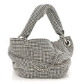 Satin Crystal Embellished Bonny Shoulder Bag Silver