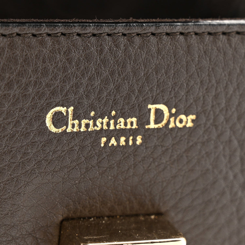 Grained Calfskin Medium Diorever Flap Dark Brown