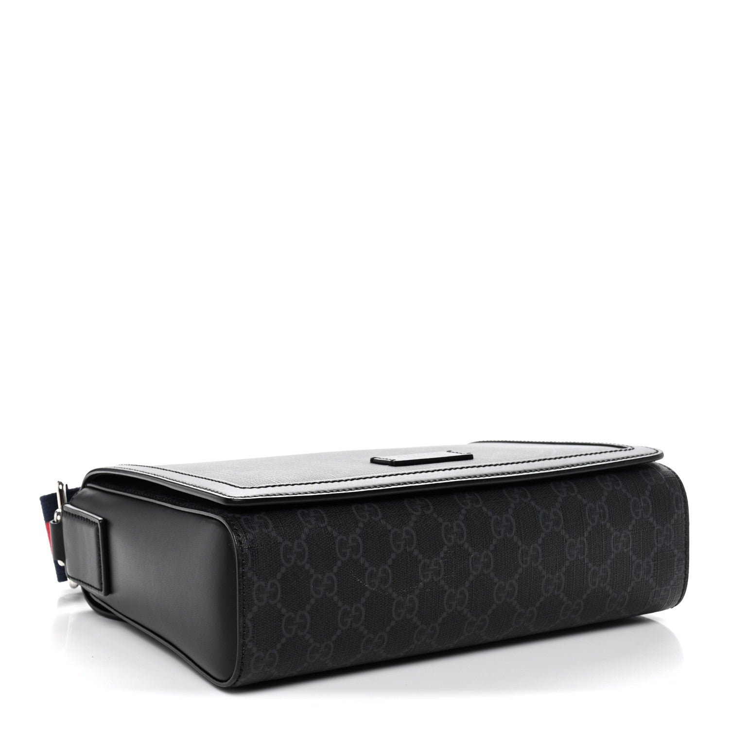 GG Supreme Monogram Appia Calfskin Web Crossbody Bag Black Grey