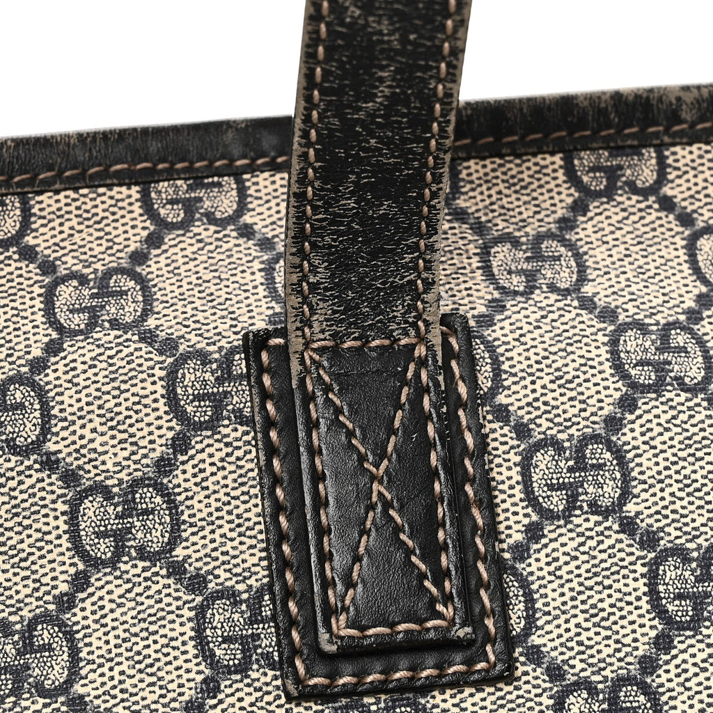 GG Supreme Monogram Medium Zippered Shopping Tote Navy