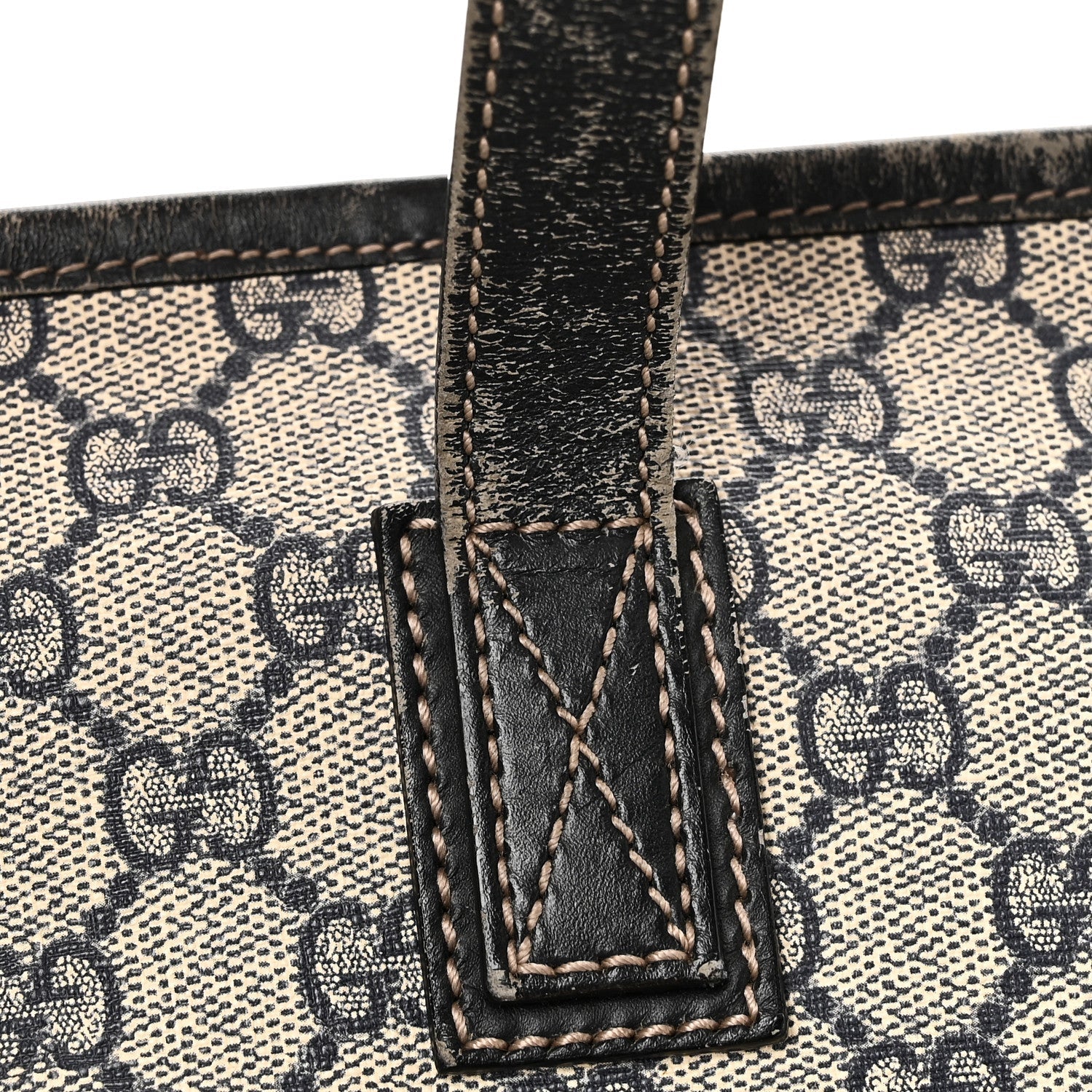 GG Supreme Monogram Medium Zippered Shopping Tote Navy