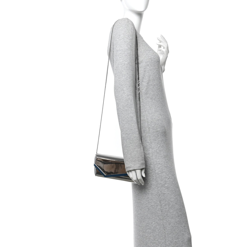 Metallic Mirror Fabric Emmie Clutch Bag Silver