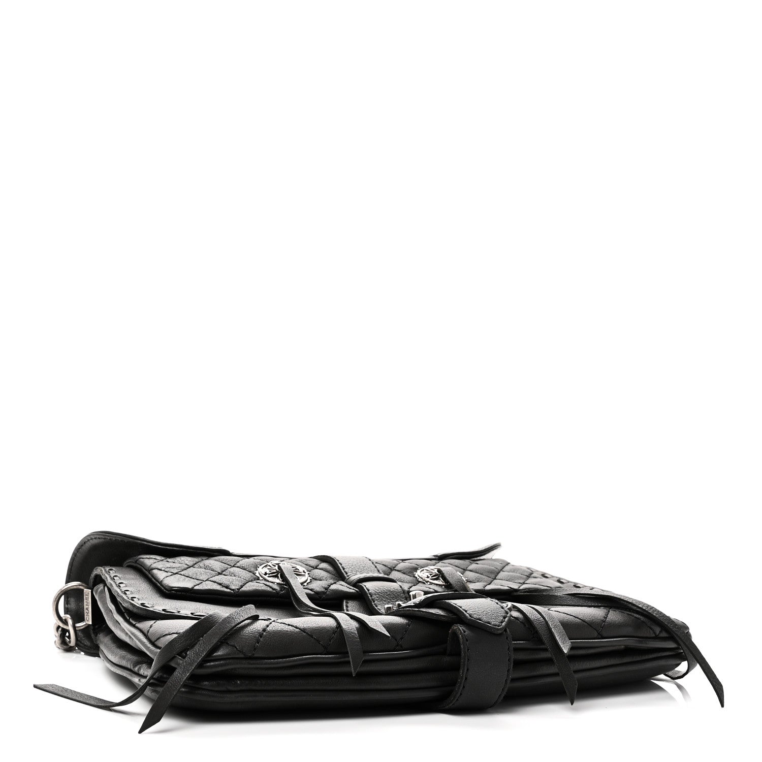 Goatskin Quilted Paris Dallas Saddle Bag Black