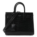 Calfskin Crocodile Embossed Nano Sac De Jour Black