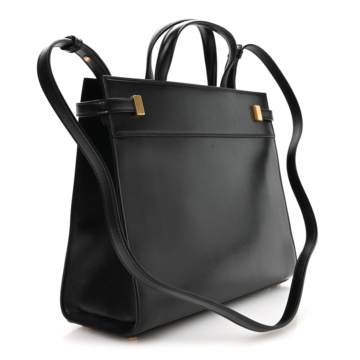 Calfskin Small Manhattan Shopper Tote Black