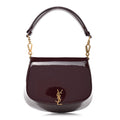 Patent Calfskin Mini Voltaire Top Handle Bag Dark Wine