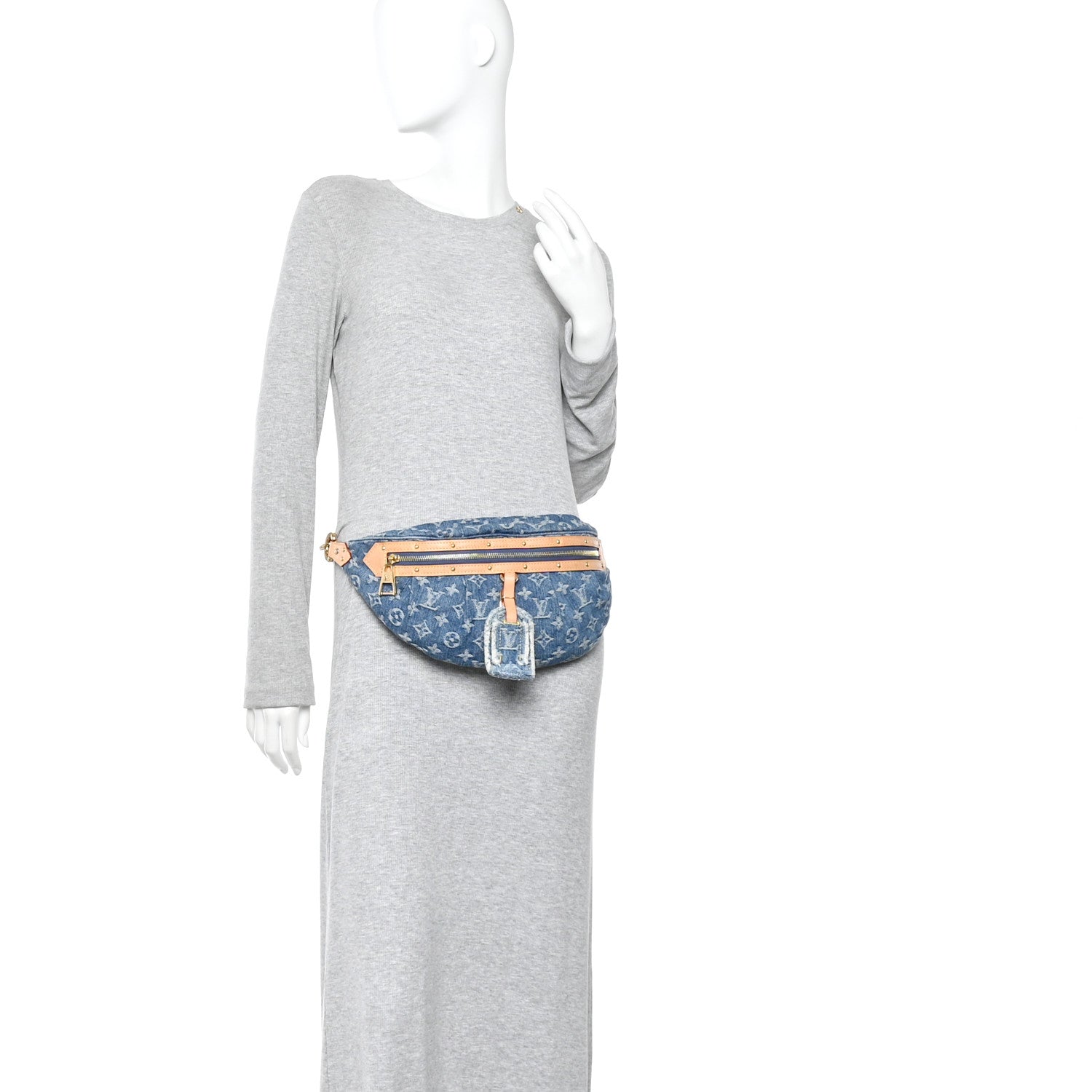 Monogram Denim High Rise Bumbag Blue