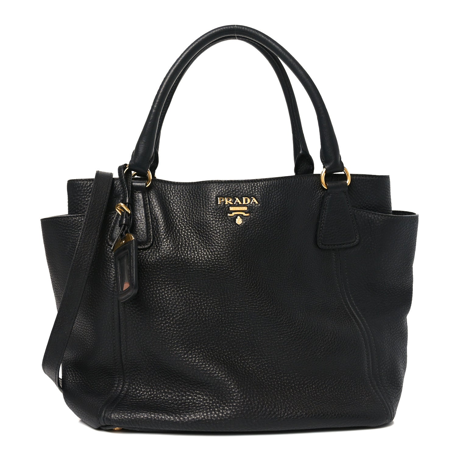 Vitello Daino Side Pocket Tote Black