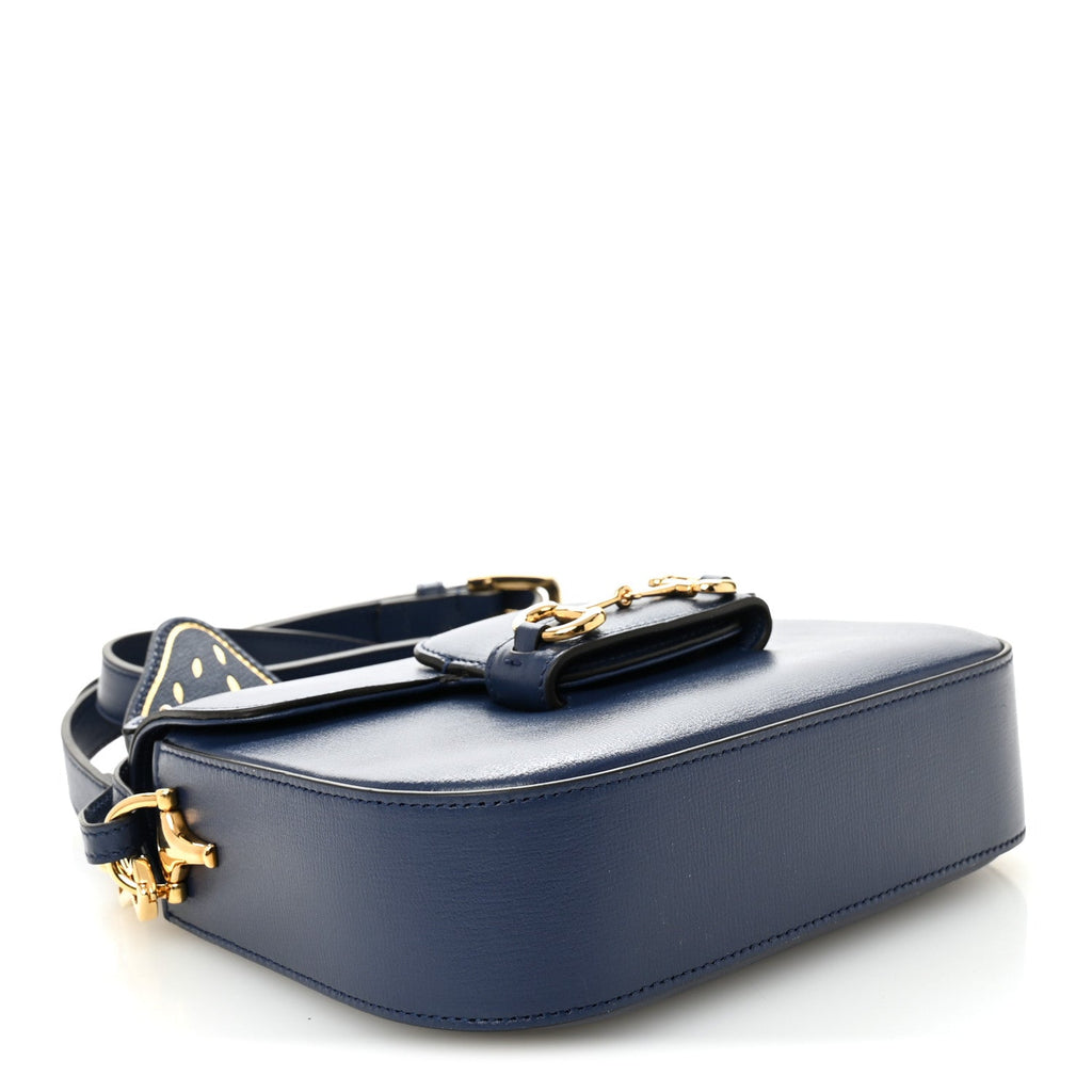 Azalea Calfskin Web Mini Horsebit 1955 Shoulder Bag Navy