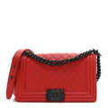 Calfskin Quilted Medium Boy Flap Red