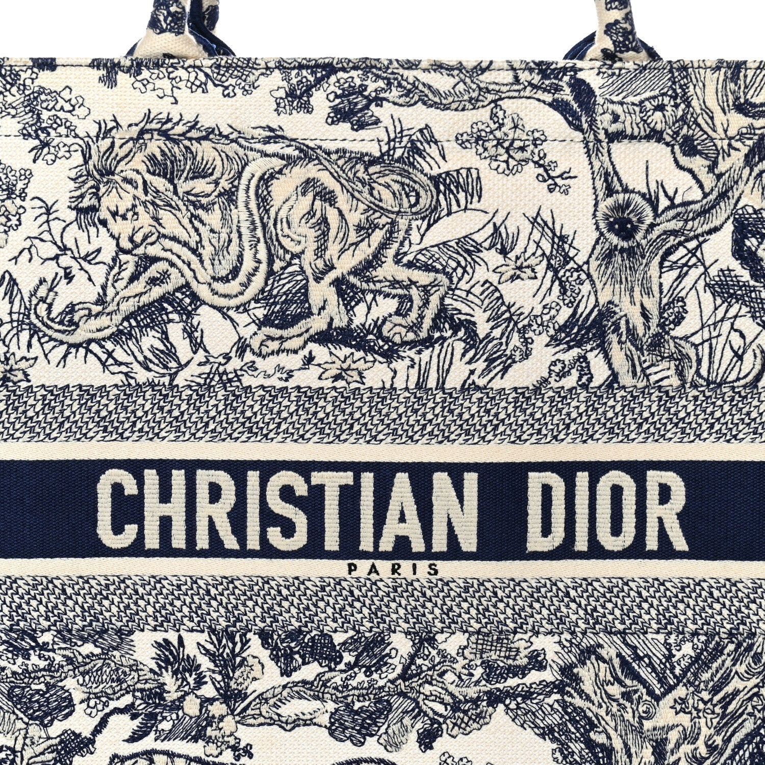 Canvas Embroidered Large Dioriviera Toile De Jouy Book Tote Blue