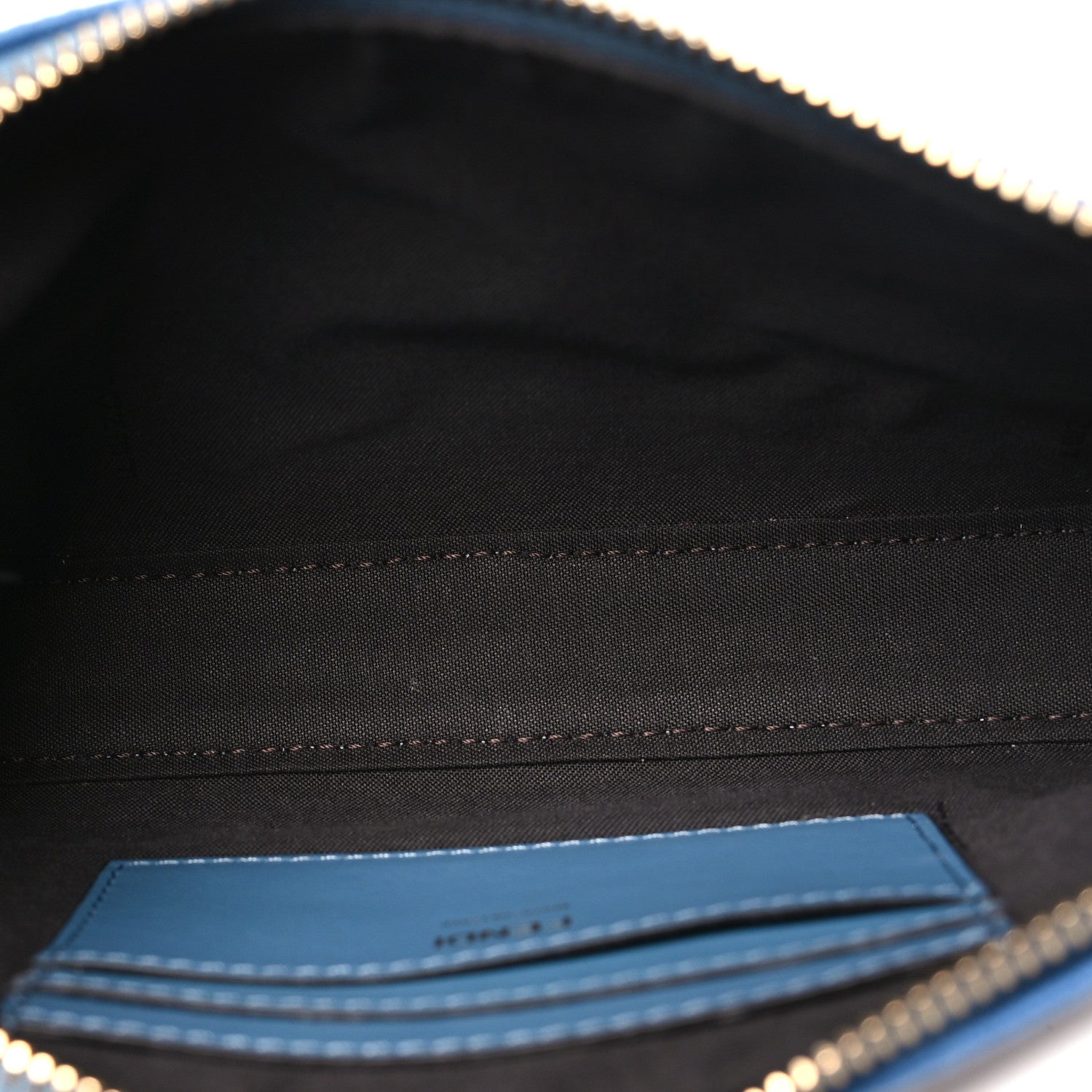 Denim Effect Fabric Jacquard FF Baguette Pouch Blue