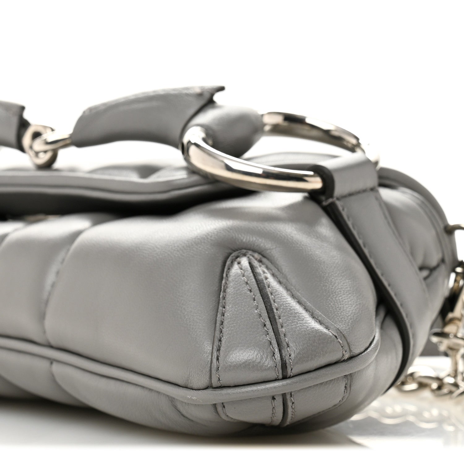 Nappa Vertical Matelasse Small Maxi Horsebit Chain Shoulder Bag Gray
