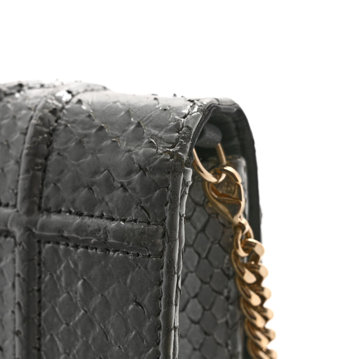 Snakeskin Diorama Wallet on Chain Pouch Silver
