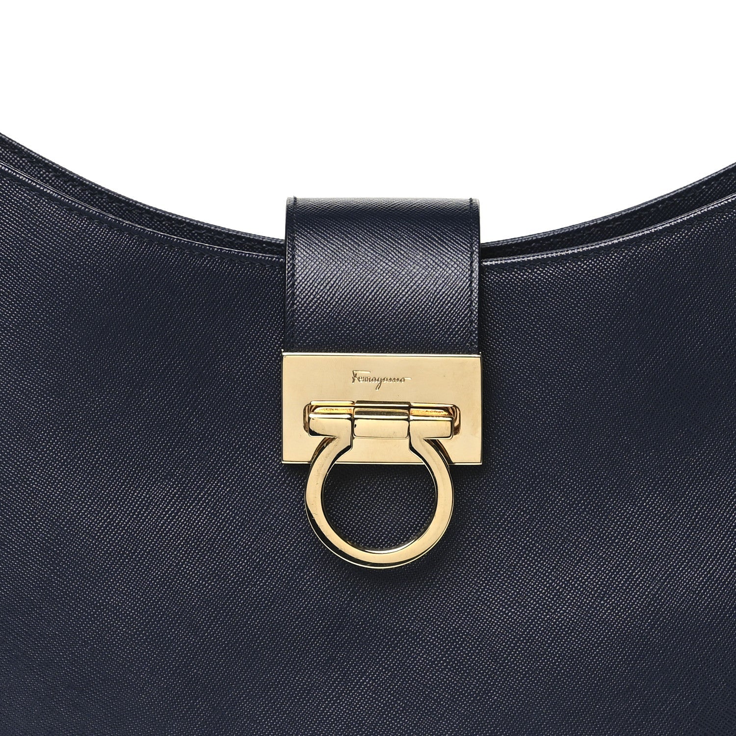 Hammered Calfskin Trifolio Shoulder Bag Navy