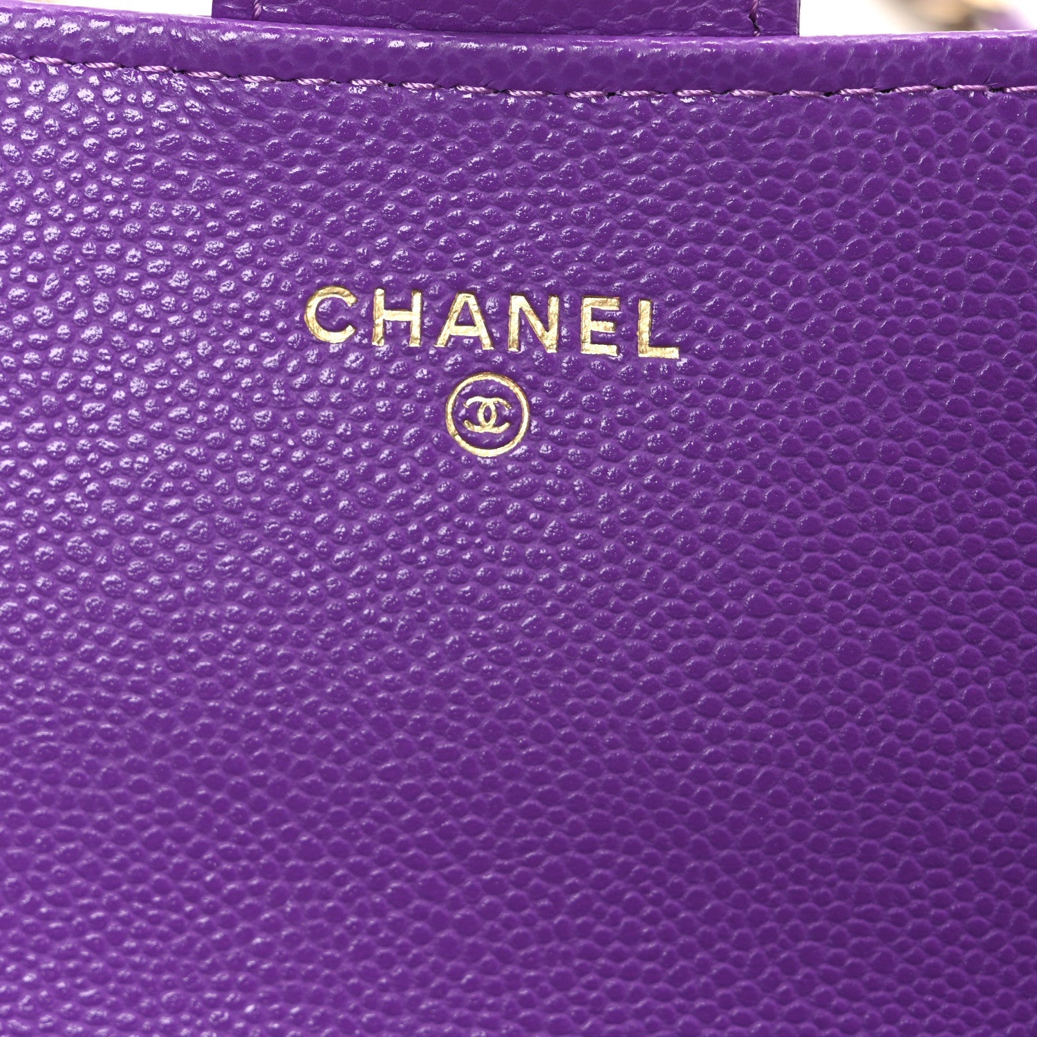 Caviar Quilted Flap Phone Holder with Chain Purple