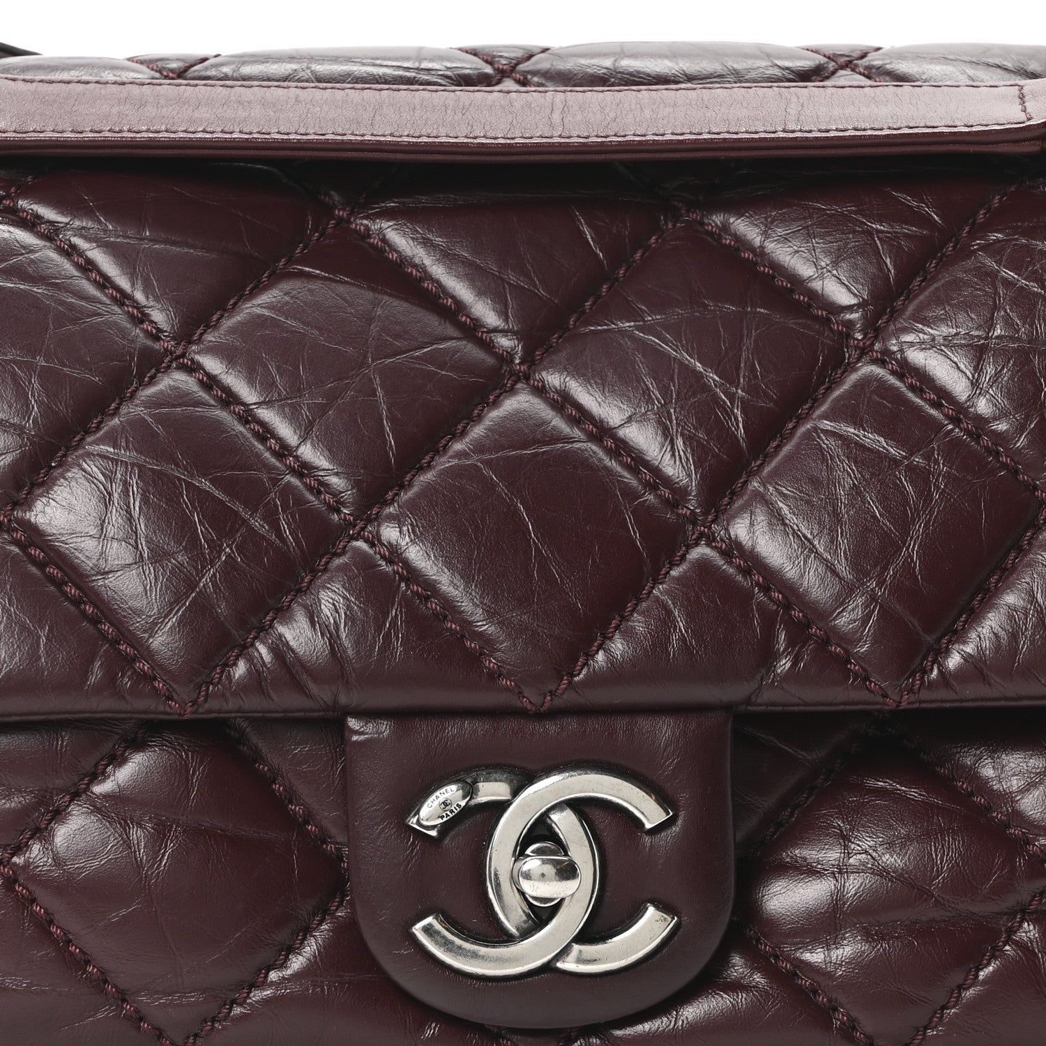 Aged Calfskin Medium New Portobello Flap Burgundy