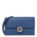 Dollar Calfskin Interlocking G Chain Wallet Caspian