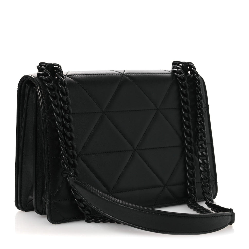 Nappa Triangle Stitched Spectrum Shoulder Bag Black
