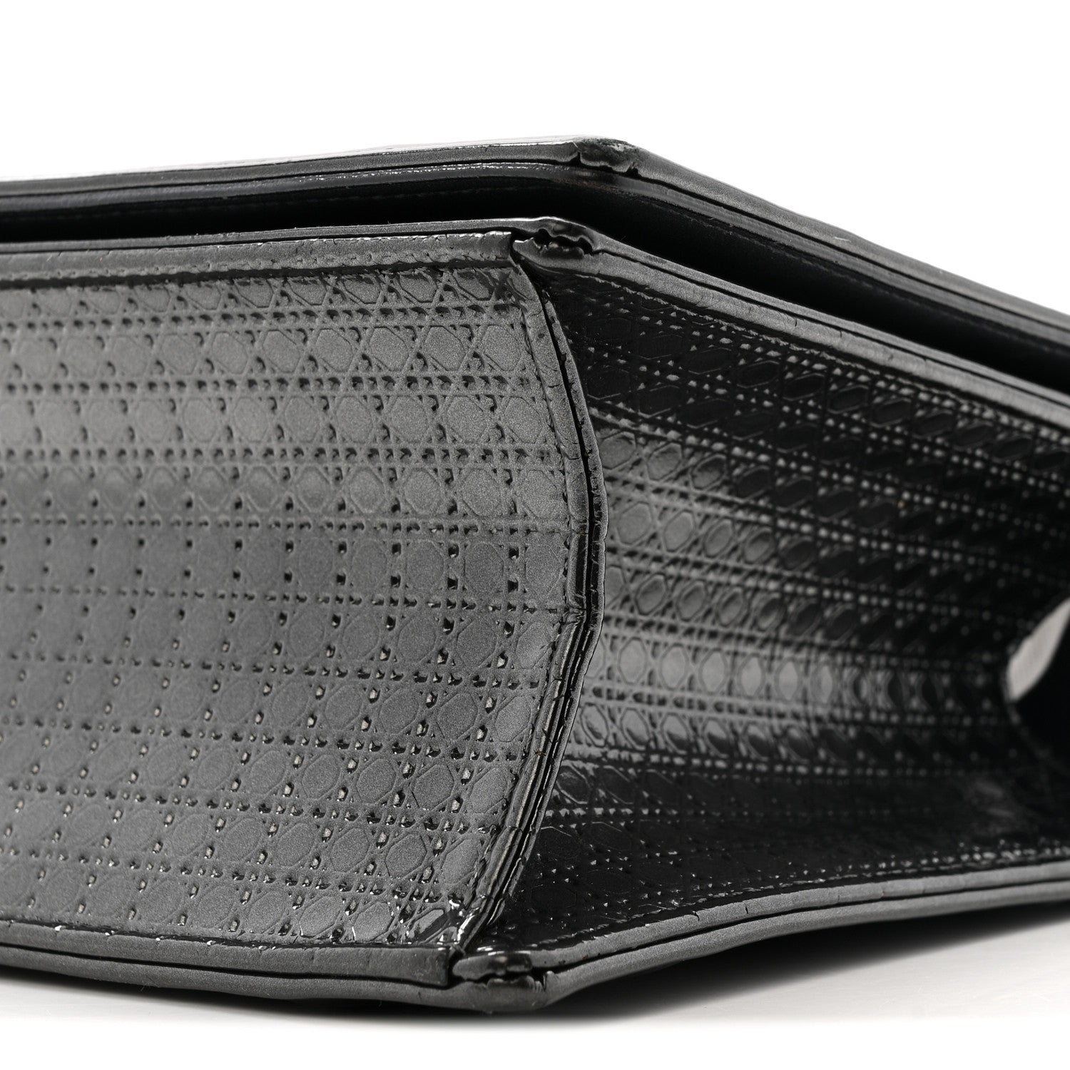 Metallic Patent Micro-Cannage Medium Diorama Flap Bag Onyx Black