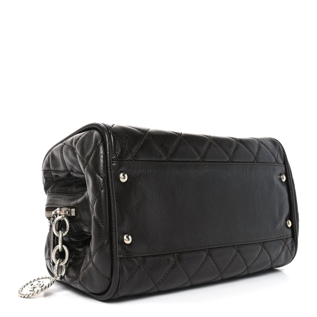 Caviar Quilted CC Timeless Bowler Dark Brown