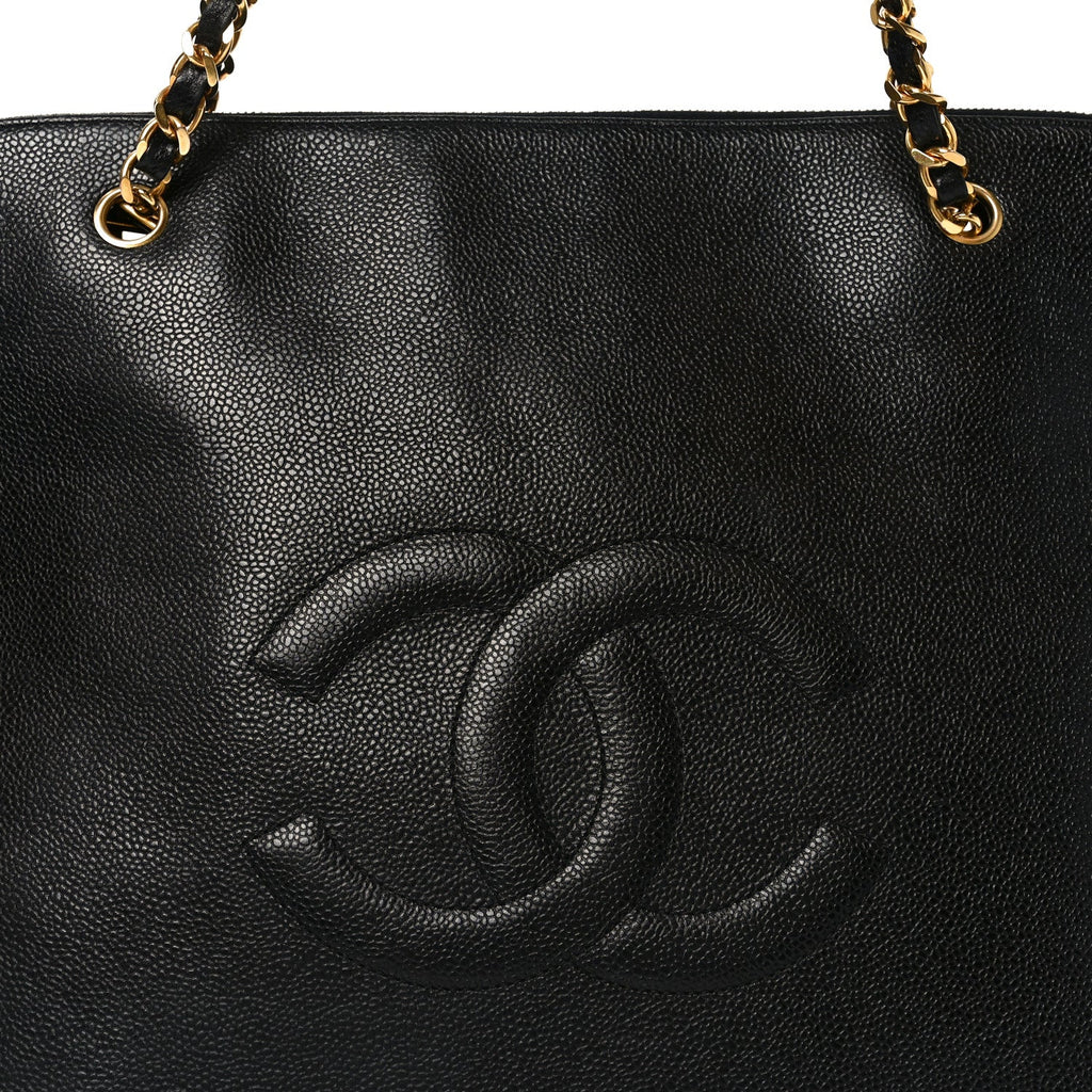 Caviar Large CC Shoulder Bag Black
