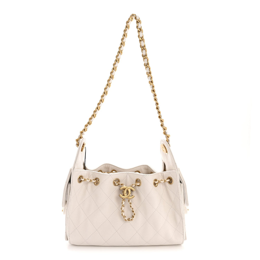 Caviar Quilted Mini Chanel 25 Handbag White