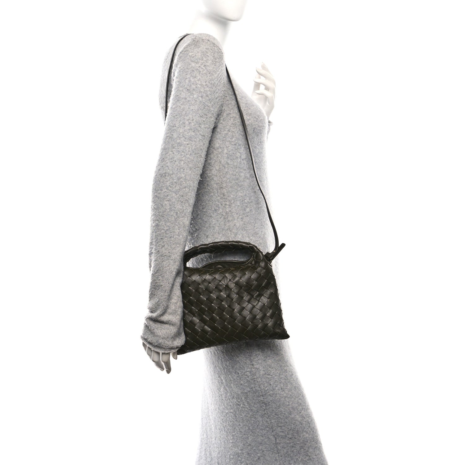 Calfskin Intrecciato Mini Hop Khaki