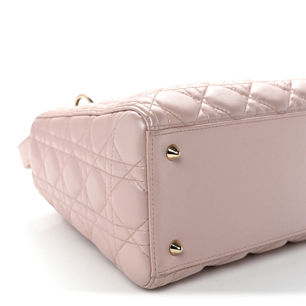 Pearly Lambskin Cannage Medium Lady Dior Lotus
