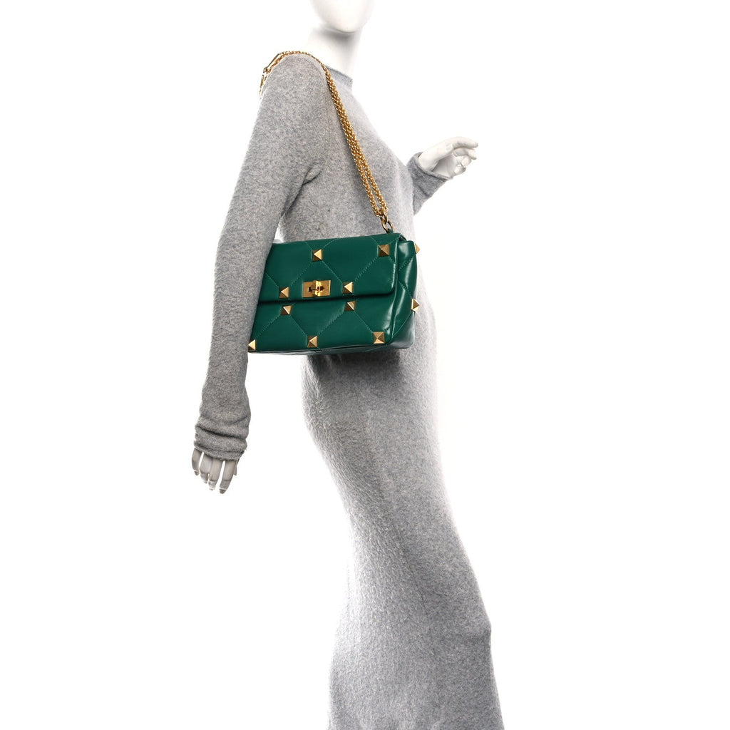 Nappa Medium Roman Stud Shoulder Bag Jungle