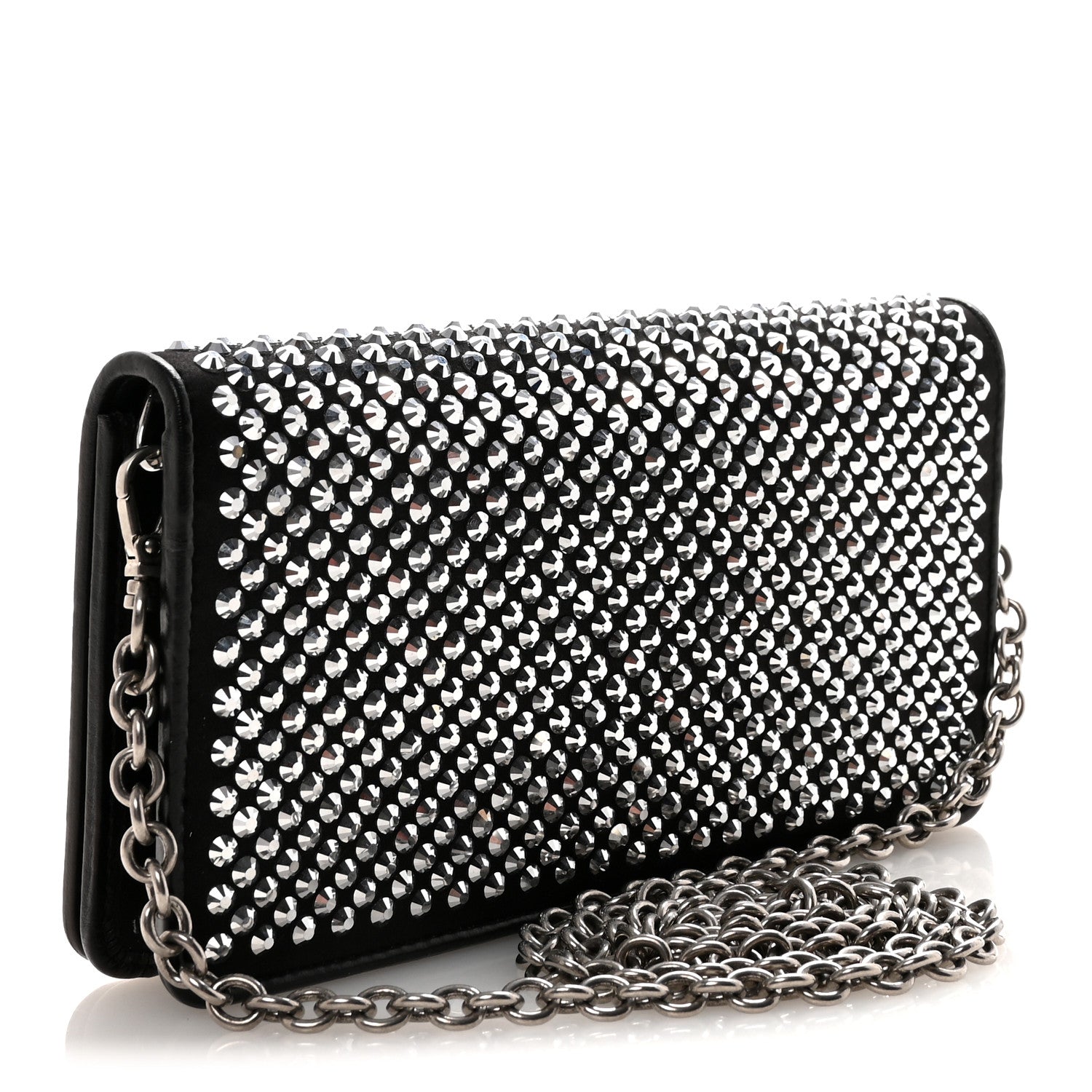 Satin Crystal Metal Triangle Logo Mini Crossbody Bag Cristal