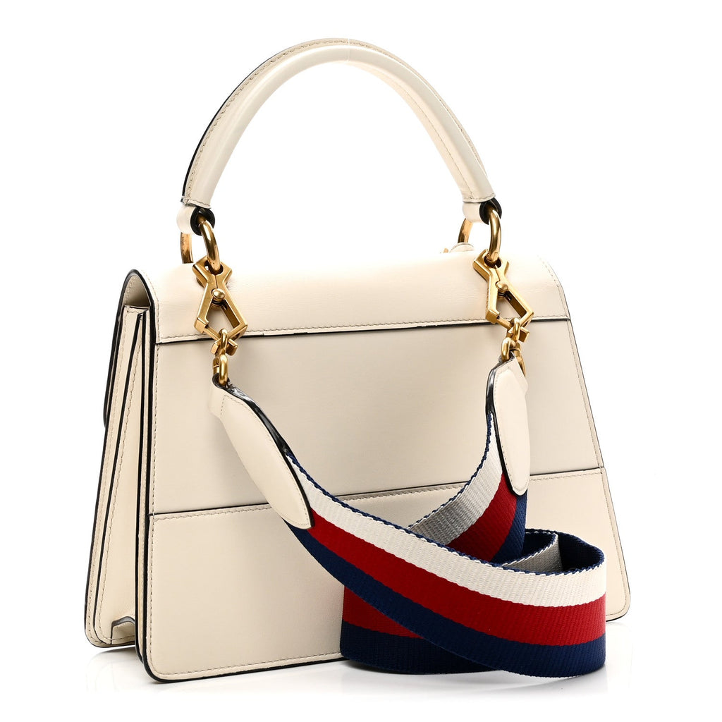 Calfskin Sylvie Web Small Queen Margaret Top Handle Bag White