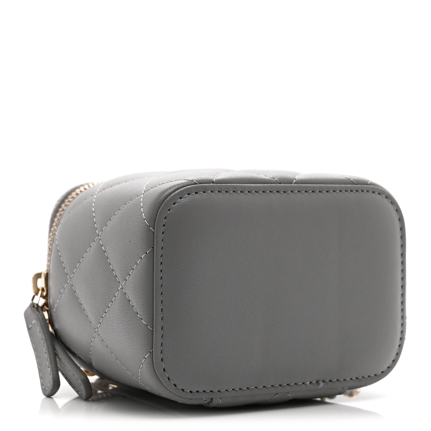 Lambskin Quilted Pearl Crush Mini Vanity Case With Chain Light Purple