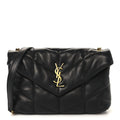 Lambskin Quilted Toy Loulou Puffer Monogram Chain Satchel Black