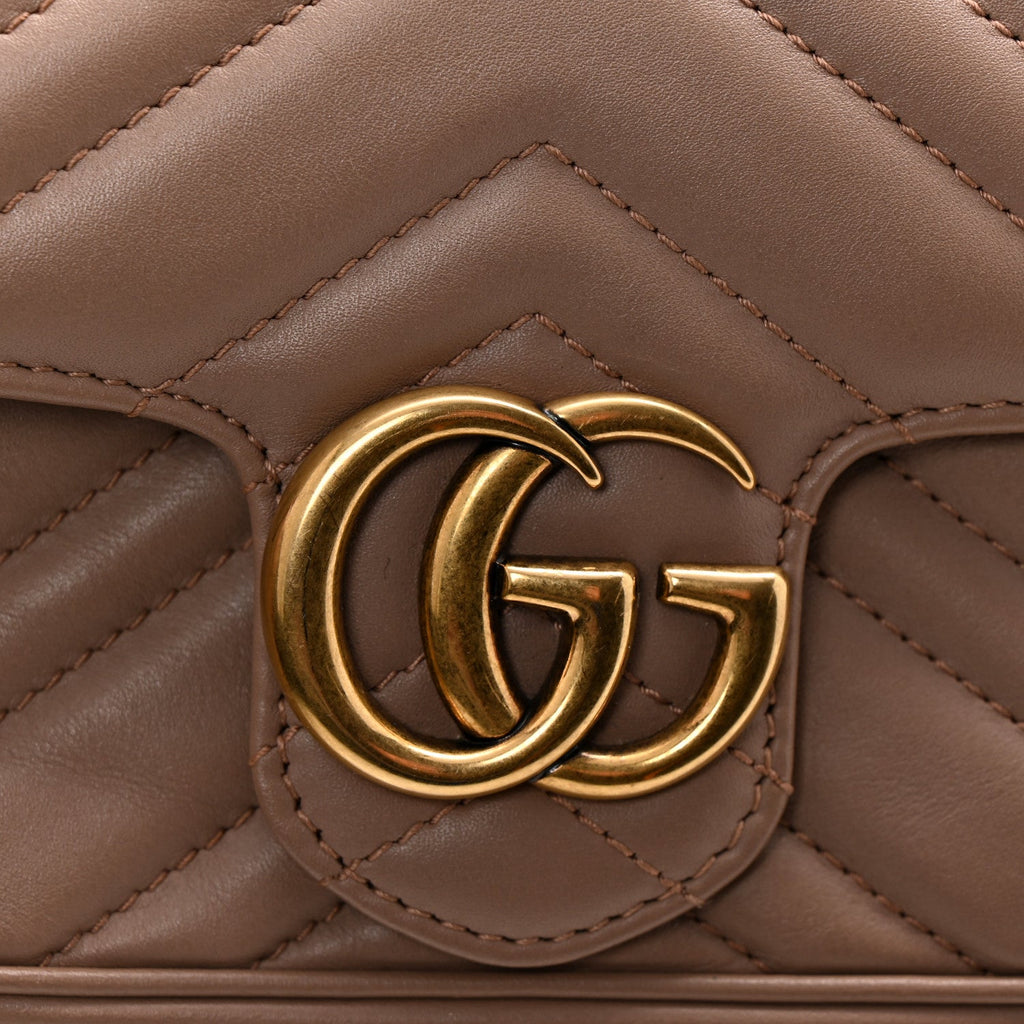 Calfskin Matelasse Super Mini GG Marmont Shoulder Bag Porcelain Rose