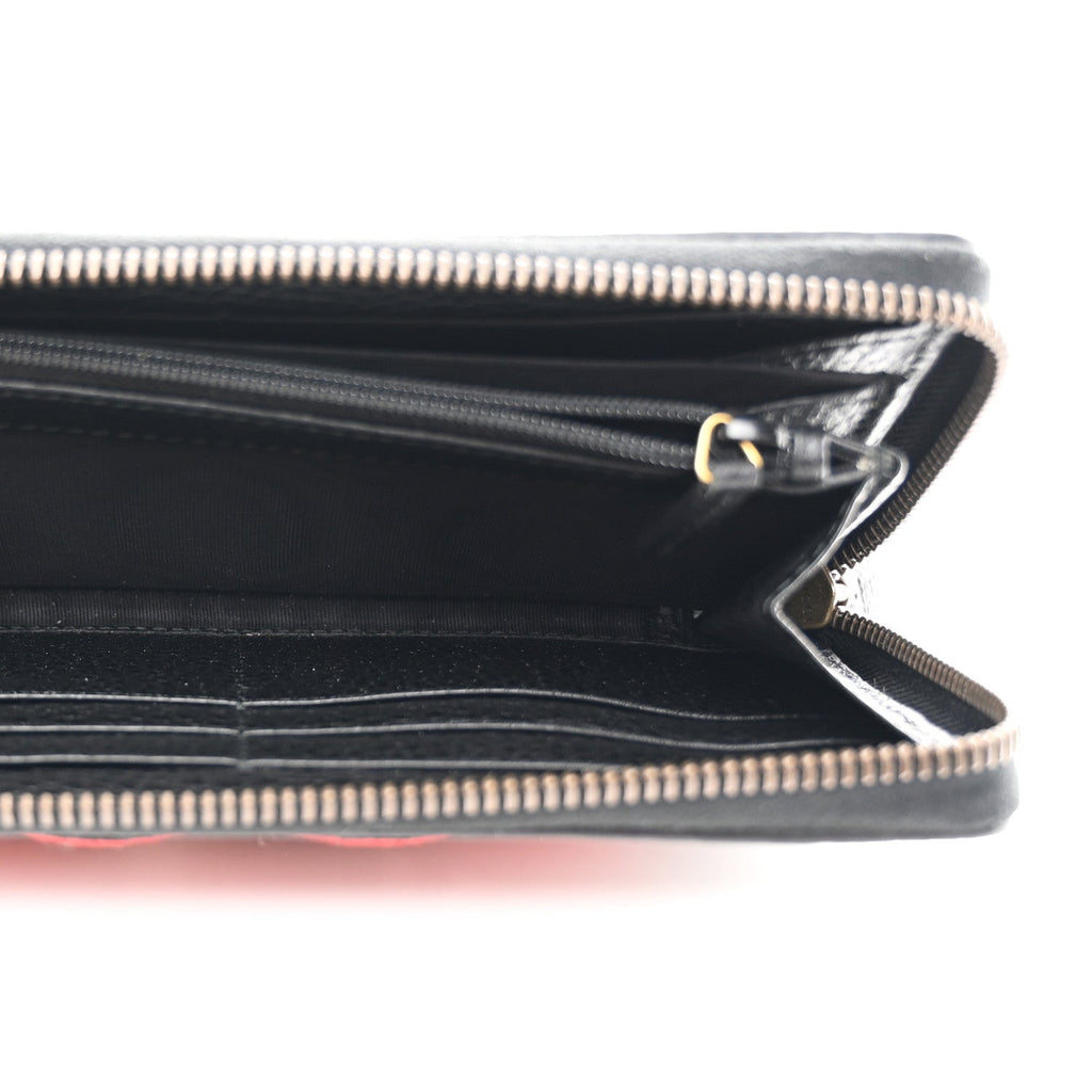 Pebbled Calfskin Blind For Love Zip Around Wallet Black