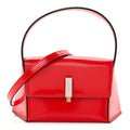 Brushed Calfskin Small Geometric Prisma Shoulder Bag Flame Red