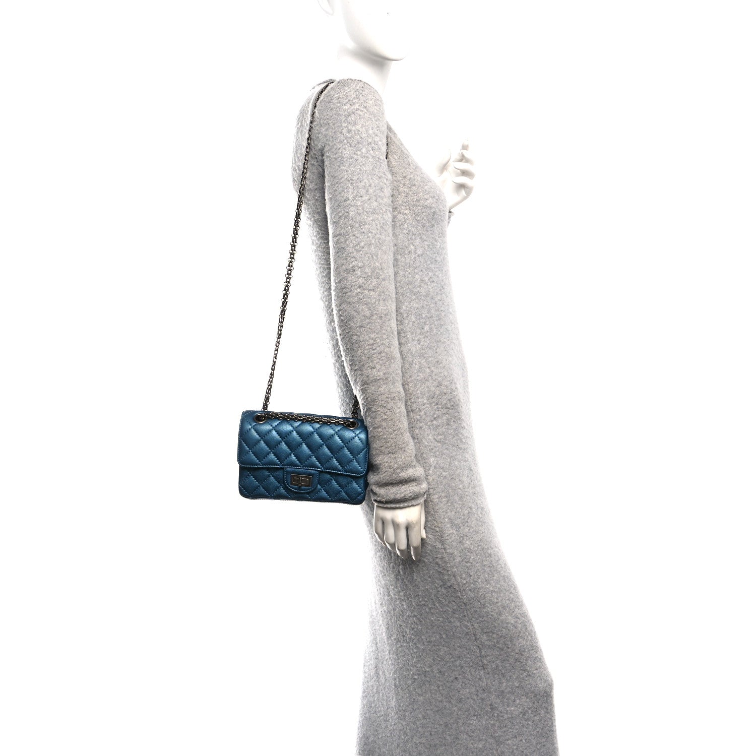 Metallic Sheepskin Quilted 2.55 Reissue Mini Flap Blue