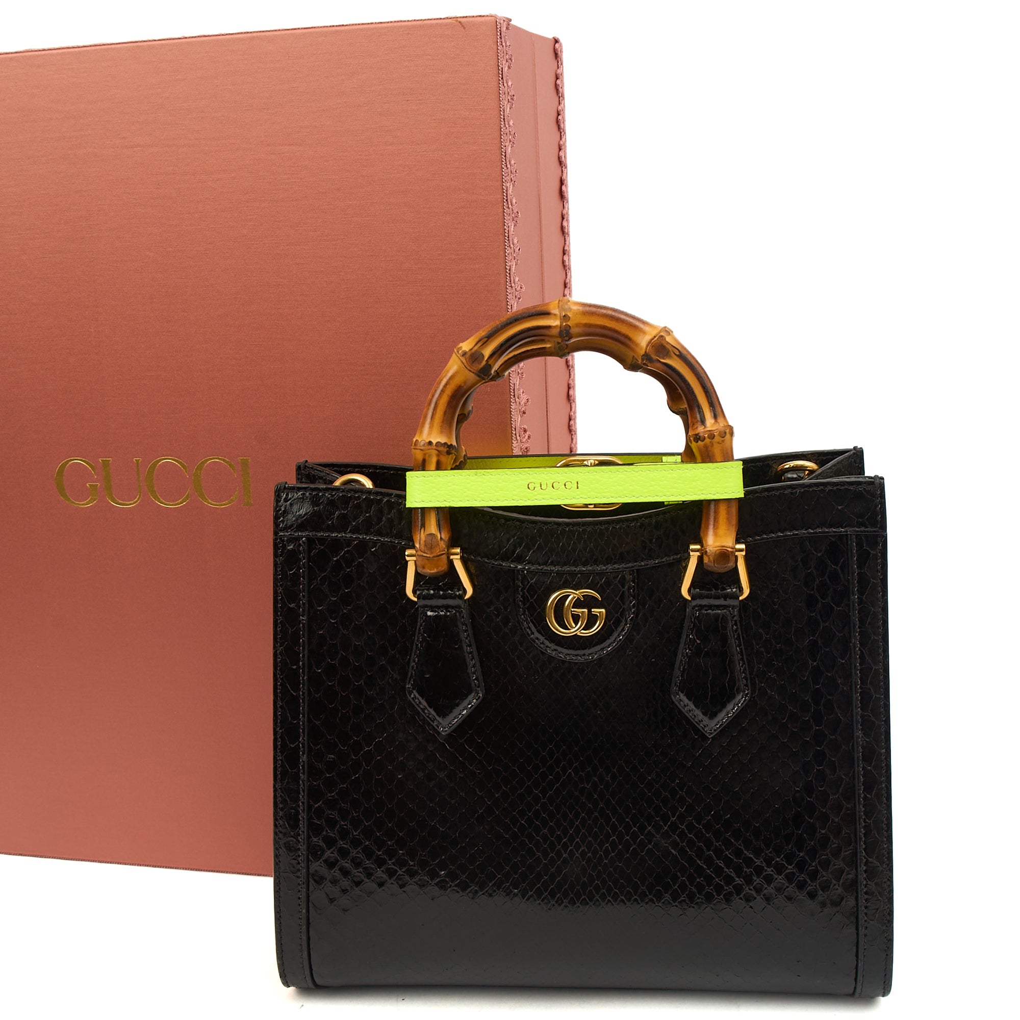 Gucci Tote Diana - Mini in Black, Python Leather