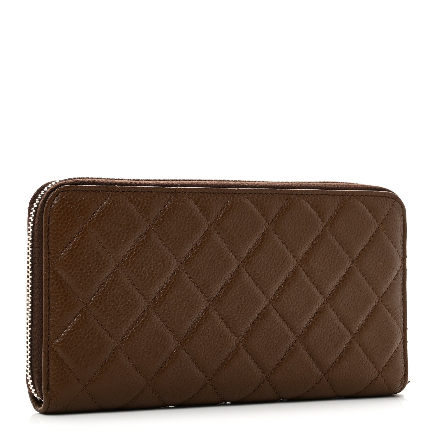 Caviar Quilted Large Gusset Zip Around Wallet Brown