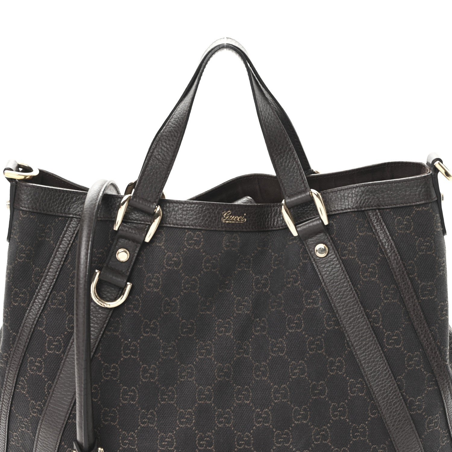 Monogram Medium Abbey Convertible Tote Dark Brown