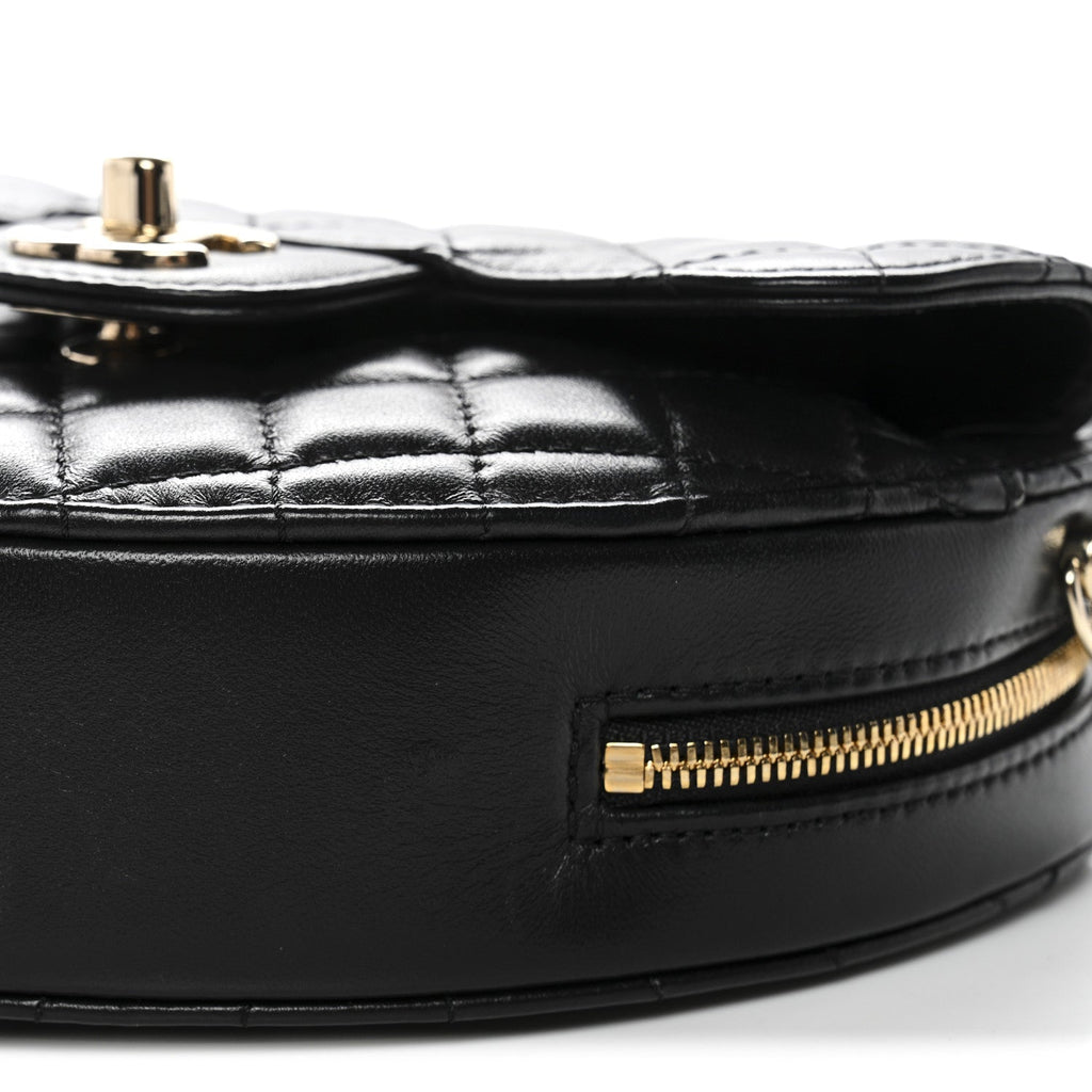Lambskin Quilted CC In Love Heart Bag Black