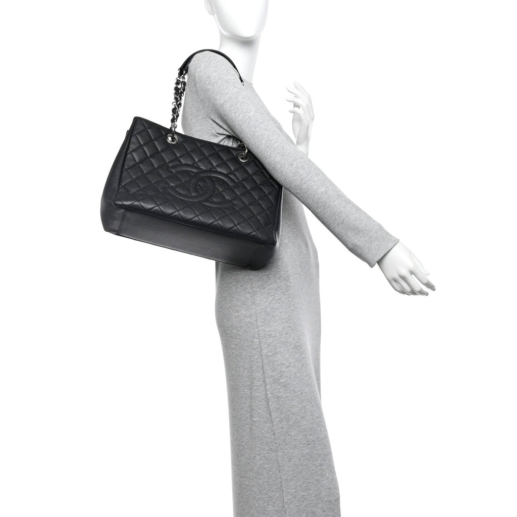 Caviar Quilted Grand Shopping Tote GST Black