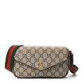 GG Supreme Monogram Textured Dollar Calfskin Web Mini Ophidia Envelope Shoulder Bag Beige Ebony New Acero