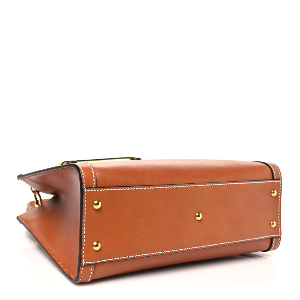 Calfskin Web Small Diana Tote Bag Cuir Yellow Fluo